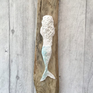 Handmade Wooden Mermaid Wall Plaque – Beach Nautical Decor, Engraved Mermaid Sign
