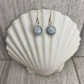 Ceramic and Silver Round Drop Earrings