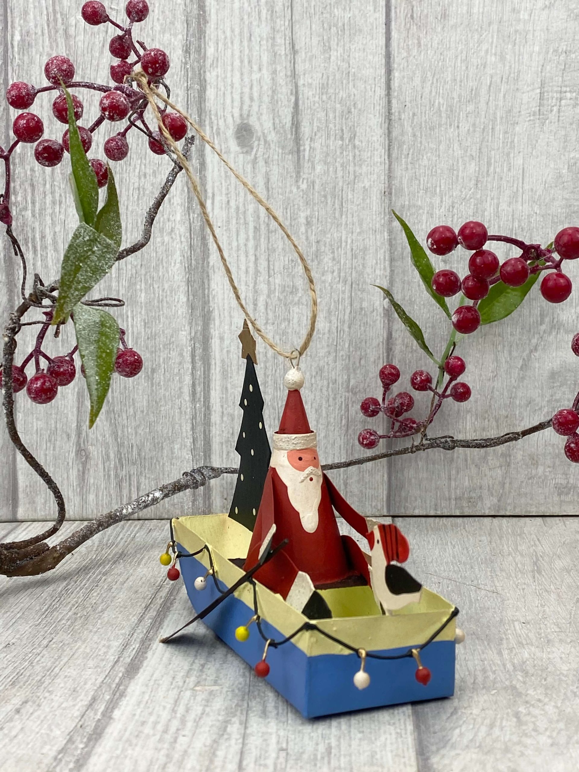 Santa Boat with Lights