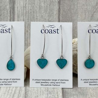 Long Drop Earrings - Turquoise and Sand Design