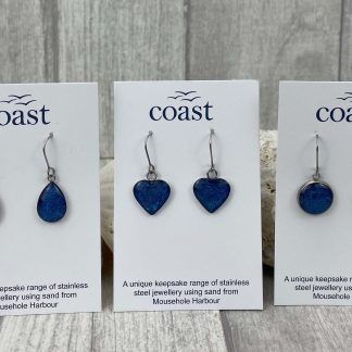 Short Drop Earrings - Dark Blue and Sand Design