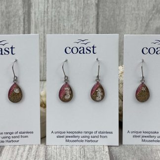 Short Drop Earrings - Pink and Sand Oval Design