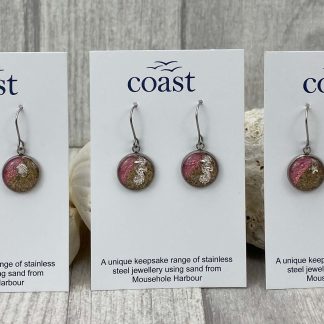 Short Drop Earrings - Pink and Sand Round Design