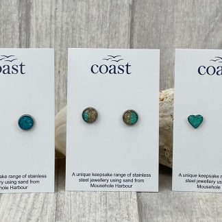 Stud Earrings - Turquoise and Sand Design