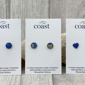 Stud Earrings - Dark Blue and Sand Design