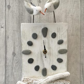 Pebble and Driftwood Gull Clock