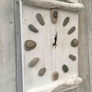 Large Pebble and Driftwood Clock