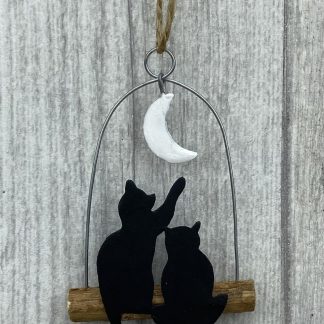 Cats on Driftwood Gazing at the Moon