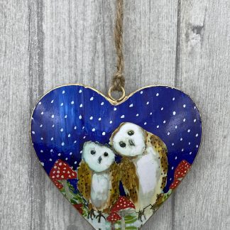 Barn Owls Metal Heart