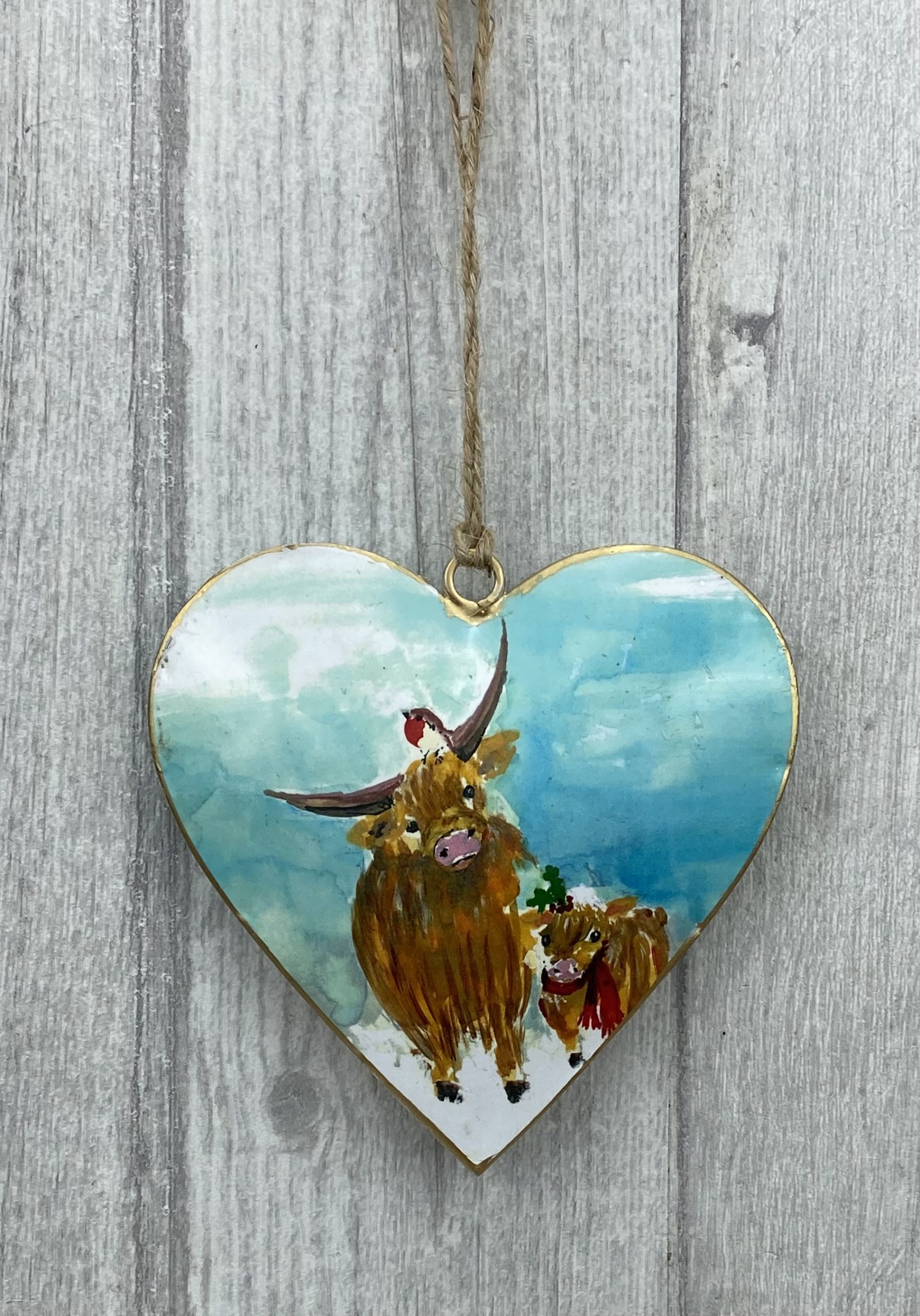 Metal Heart Highland Cows