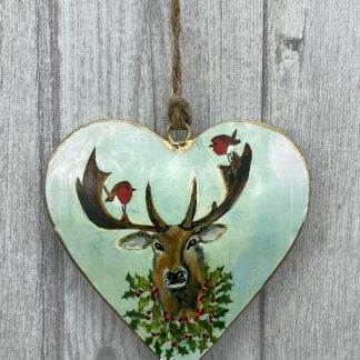 Heart Stag with Robins