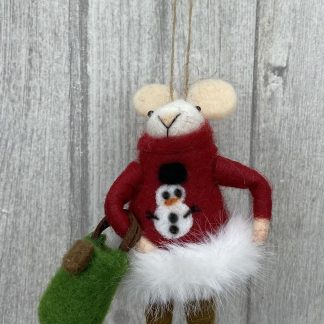 Mouse Wearing Festive Snowman Dress